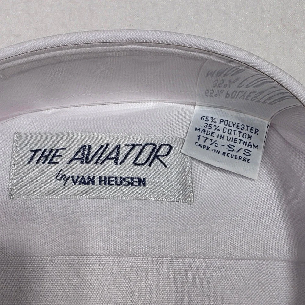Van Heusen Pilot Shirt Mens 17.5 White Aviator Commander Uniform Epaulets Lot 3